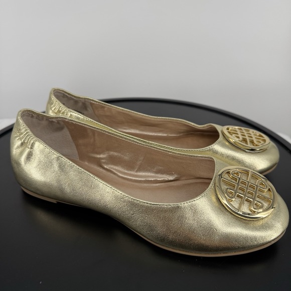 Audrey‎ Brooke Kristin-AB Leather Gold Ballet Flats Women's Size 7 EUC - Picture 2 of 8